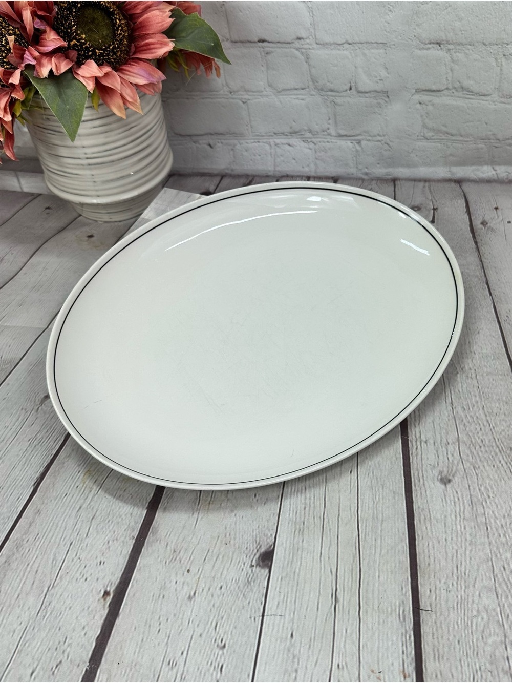 VTG Franciscan Bird 'N Hand 13" Oval Serving Platter whitestone ware minimalist